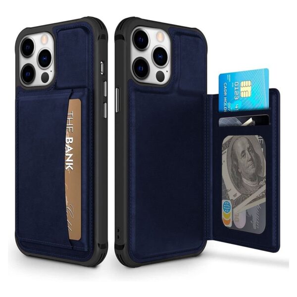 Wallet Leather azul case