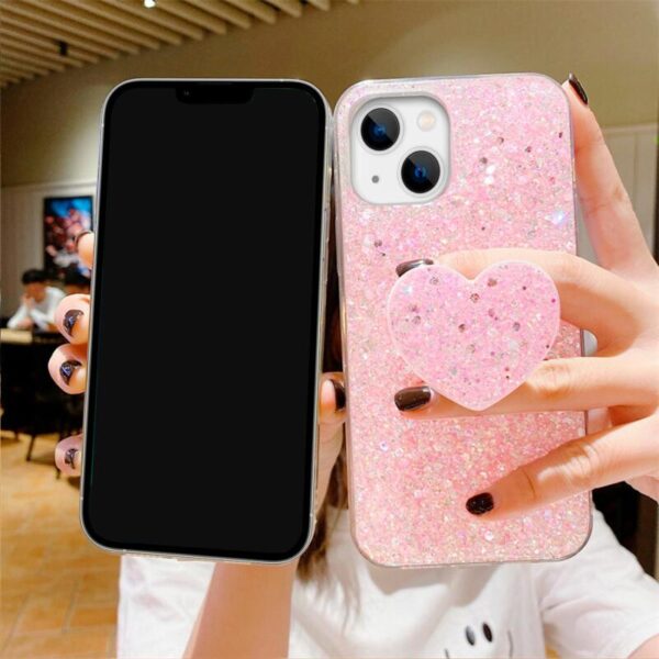 Heart Glitter case rosado - Imagen 2