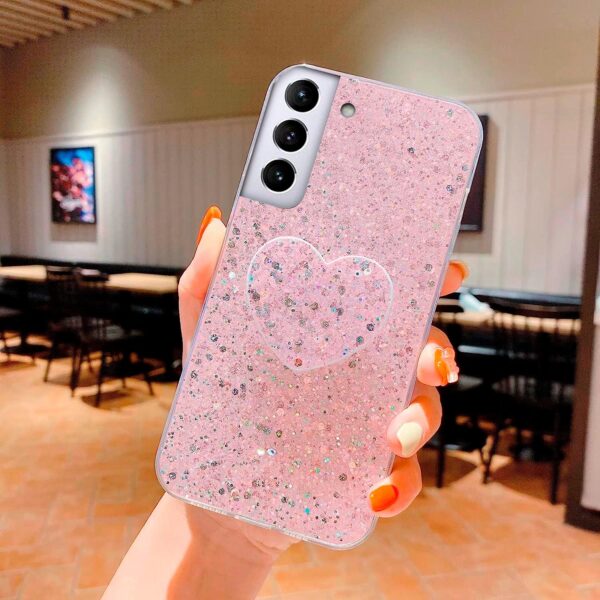 Heart Glitter case rosado