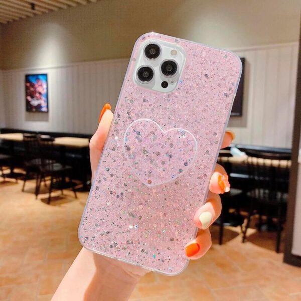 Heart Glitter case rosado - Imagen 3