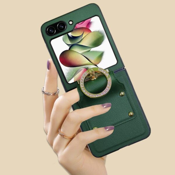 Leather Desing Ring case verde