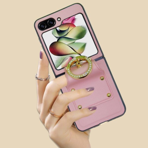 Leather Desing Ring case rosa