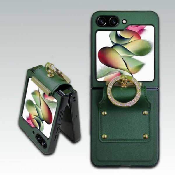 Leather Desing Ring case verde - Imagen 2