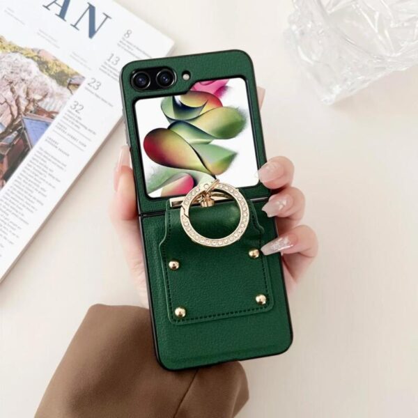 Leather Desing Ring case verde - Imagen 3