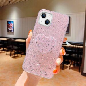 Heart Glitter case rosado iPhone 14 plus